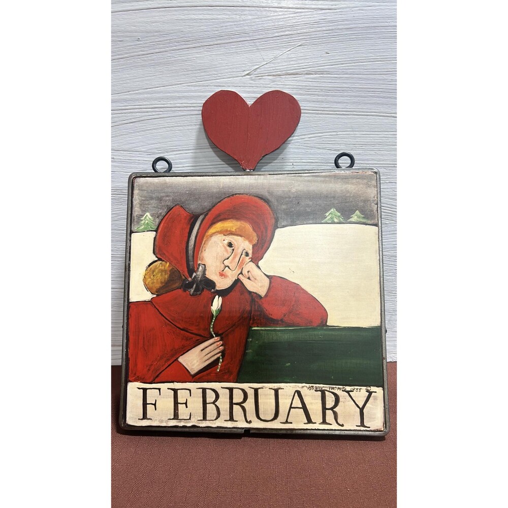 Nancy Thomas Wall Plaque February Heart Women Lady 8x8 1988